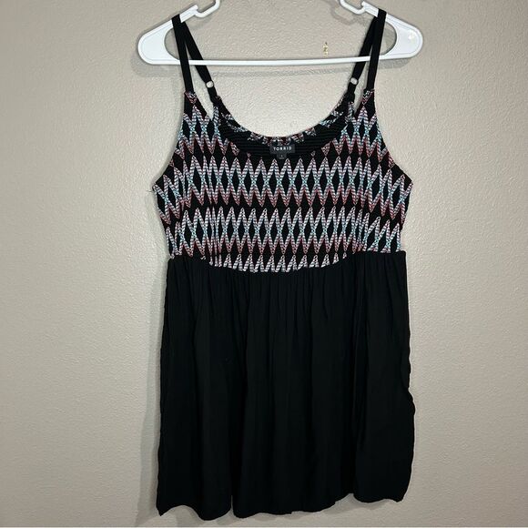 Torrid Babydoll Challis Embroidered Smocked Cami top plus size 1X - Picture 2 of 9